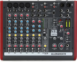Allen &amp; Heath ZED-10FX 10 channel Mixer with USB Audio Interface and Eff... - $9,003.47 MXN