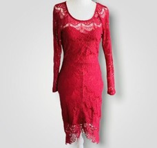New Soieblu Nordstrom Women’s Red Crochet Lace Eyelash Trim Cocktail Dress Small - £20.19 GBP