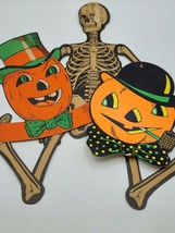 Vintage Beistle, H. E. Luhr Halloween DIE-CUT, (2) JACK-O-LANTERNS, Skeleton - £41.09 GBP