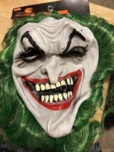 Halloween Clown Mask green hair - £11.14 GBP