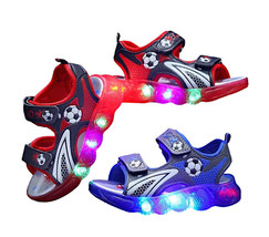 Soccer Boys LED Lights Sandals Open Toe Toddler Beach Shoes Kids Pool Flip Flop - £19.58 GBP