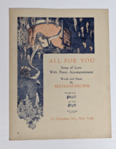 1919 All For You Love Song Antique Sheet Music Piano Vocal Bertrand Brown VTG - £7.83 GBP