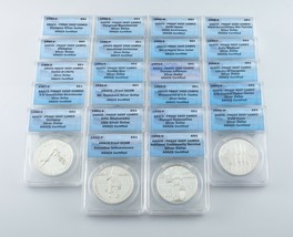 1983-2002 Andenken Silber Dollar Sammlung Alle Anacs Platten Im Holz Etui - £821.36 GBP