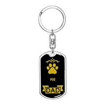 Dog Dad Gift Pug Swivel Keychain Stainless Steel or 18k Gold - £20.20 GBP