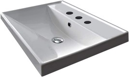 Scarabeo 3001-Three Hole Ml Square Ceramic Self Rimming/Wall Mounted, White - $500.99