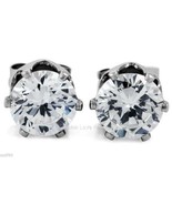 Clear Round CZ Cubic Zirconia Magnetic Clip On Stud Earrings Men Women 4... - $4.89+