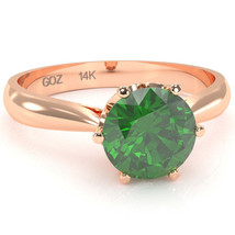 Crown Setting Lab-Created Emerald Engagement Ring In 14k Rose Gold - £352.73 GBP