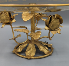 Vtg Hollywood Regency Glass Serving Plate Gold Gilt Made In Italy 1950s ... - $106.46