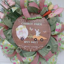 Easter Bunny Wreath Carrot Farm Decor 24x8 Spring Porch Accent - $54.99