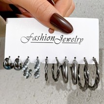Or black metal resin earrings set for women retro geometry circle pearl heart butterfly thumb200