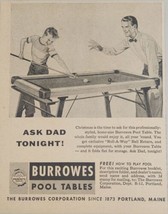1955 Print Ad Burrowes Pool Tables Dad &amp; Son Play Portland,Maine - £11.66 GBP