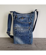 Crossbody Messenger Jeans bag, Recycled Denim small bag, unisex small jeans bag  - $46.00
