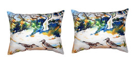 Pair of Betsy Drake Tree &amp; Beach No Cord Pillows 16 Inch X 20 Inch - £62.21 GBP