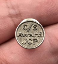 Vintage JCP JC Penney C/S Customer Service Award Round Silver Tone Pin 1/2&quot; Dia - £7.42 GBP