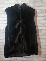 Women M Montanaco Insulated Reversible Soft Faux Fur Fuzzy Black Sleevel... - $39.99