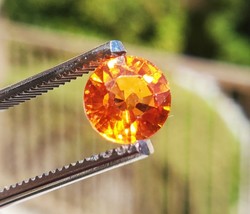 Natural Bright Orange Sapphire Padparadscha 3.00 ct Brilliant Round Gemstone - £204.00 GBP