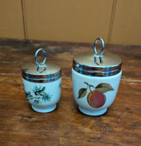 2 Vintage ROYAL WORCESTER Egg Coddlers Cups Cookers Birds Fruit Large &amp; Small - £17.93 GBP