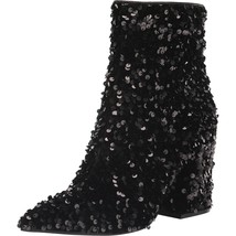Madden Girl Women Flared Heel Ankle Booties Cody Size US 6 Black Sequins - £52.22 GBP