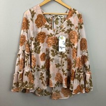 Show Me Your Mumu Nicolette Desert Rose Top Small Sheer Floral Long Sleeve - £60.35 GBP