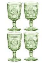 Green Wine Glasses Glassware Vintage Drinking Stemmed Red White Colored Set Of 4 - £42.14 GBP