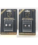 2 x STUDEX Sensitive Stud Earrings 6mm &amp; 8mm CZ Gold Plated Round 4 Prong - $357.22 MXN