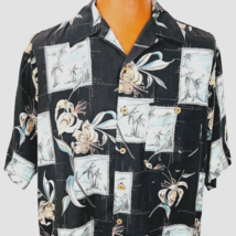 Vintage Boca Classics Hawaiian Aloha L Shirt Hibiscus Islands Palm Tree Iris - £39.53 GBP