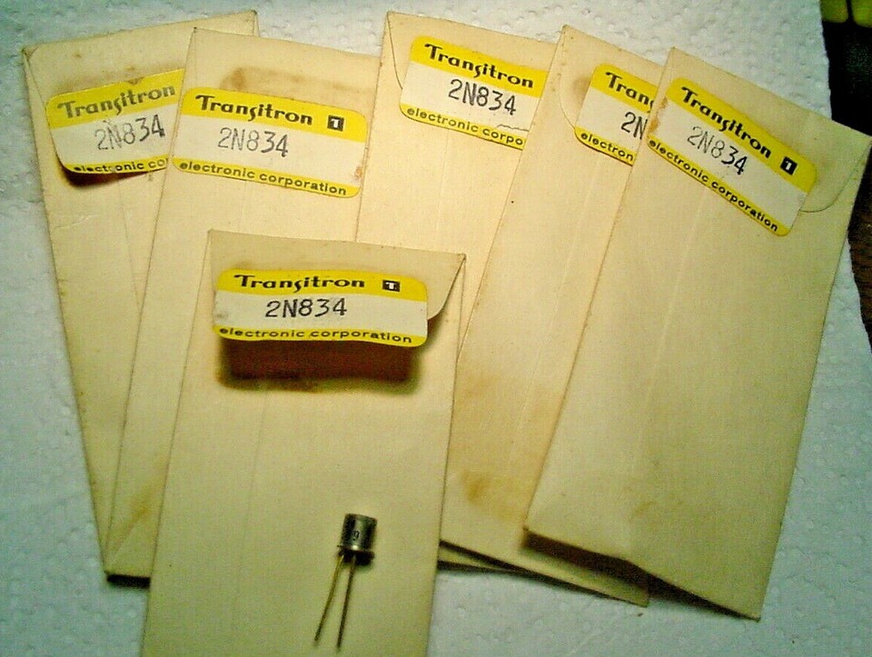 6 NOS Transitron 2N834 7009 NPN Si UHF RF Amp Gold leads TO-18 - $5.10