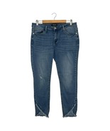 Judy Blue Jeans Womens 32 Blue Skinny Fit Frayed Hem Cropped Denim Boho ... - $41.66 CAD