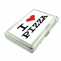 Pizza Love Em11 Hip Silver Cigarette Case With Built In Lighter 4.75&quot; X 2.75&quot; Id - £10.34 GBP