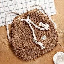 Gusure Women Backpack Drawstring Bags for Female Straw Daypack Summer Beach Lady - £27.50 GBP