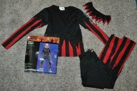 Boys Clown Creepy Red &amp; Black Shirt Pants Mask Halloween Costume-size 10/12 - £22.13 GBP