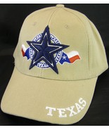 Texas Star &amp; Circle Men&#39;s Adjustable Curved Brim Baseball Cap Hat KHAKI - £11.95 GBP