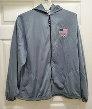 United States Olympic Team USA Men&#39;s 2XL Full Zip Up Track Jacket Gray - £20.29 GBP