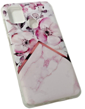 Soft Silicone Case Cover For Samsung Galaxy A21S - Pink Floral & Marble image 2