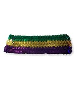 Sequin Mardi Gras Elastic Headband Purple Green Gold - $4.74