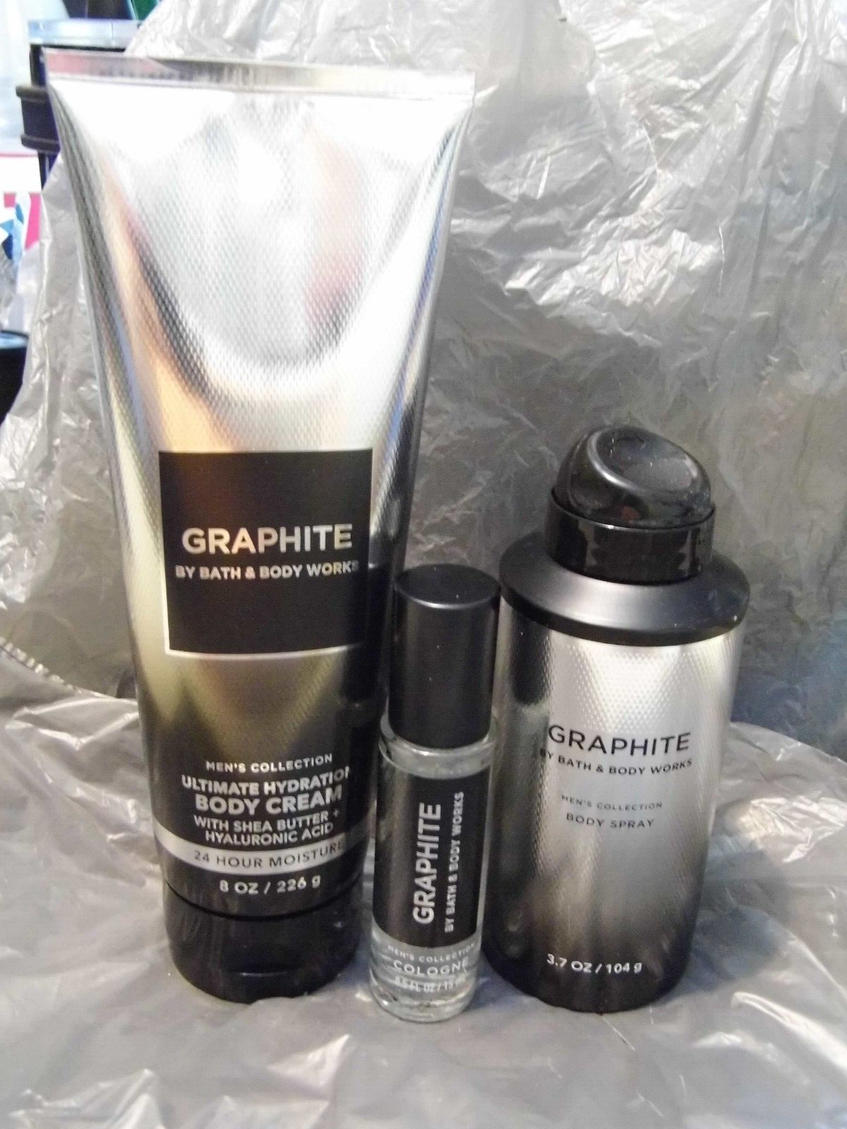 GRAPHITE Men&#39;s Bath &amp; Body Works  mini cologne, body spray Body Cream, B... - $30.96