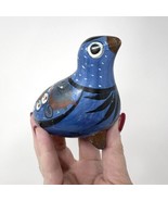 Vintage Tonala Dove Figurine Hand Burnished Pottery Blue Bird  Folk Art ... - £14.16 GBP