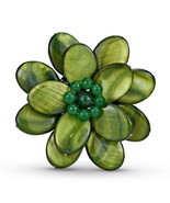 Superb Green Lotus Mother of Pearl Floral Pin or Brooch - £14.61 GBP