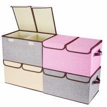Larger Storage Cubes [4-Pack] Linen Fabric Foldable Collapsible Storage Cube Bin - £52.45 GBP