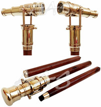 Solid Brass telescope Design Handle Antique Style Wooden Walking Stick Cane gift - £35.31 GBP