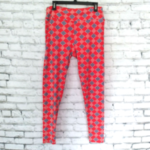 LULAROE Womens Leggings OS One Size Tall Curvy Red White Blue Argyle Pul... - £15.69 GBP