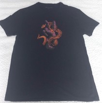 John Varvatos Men&#39;s Black Short Sleeve Red Peace Snake Graphic Crew T-Sh... - $39.98