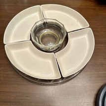 Glass Platter Chip &amp; Dip Vegetable Server Bowl Dish Set Individual Section *READ - £19.80 GBP