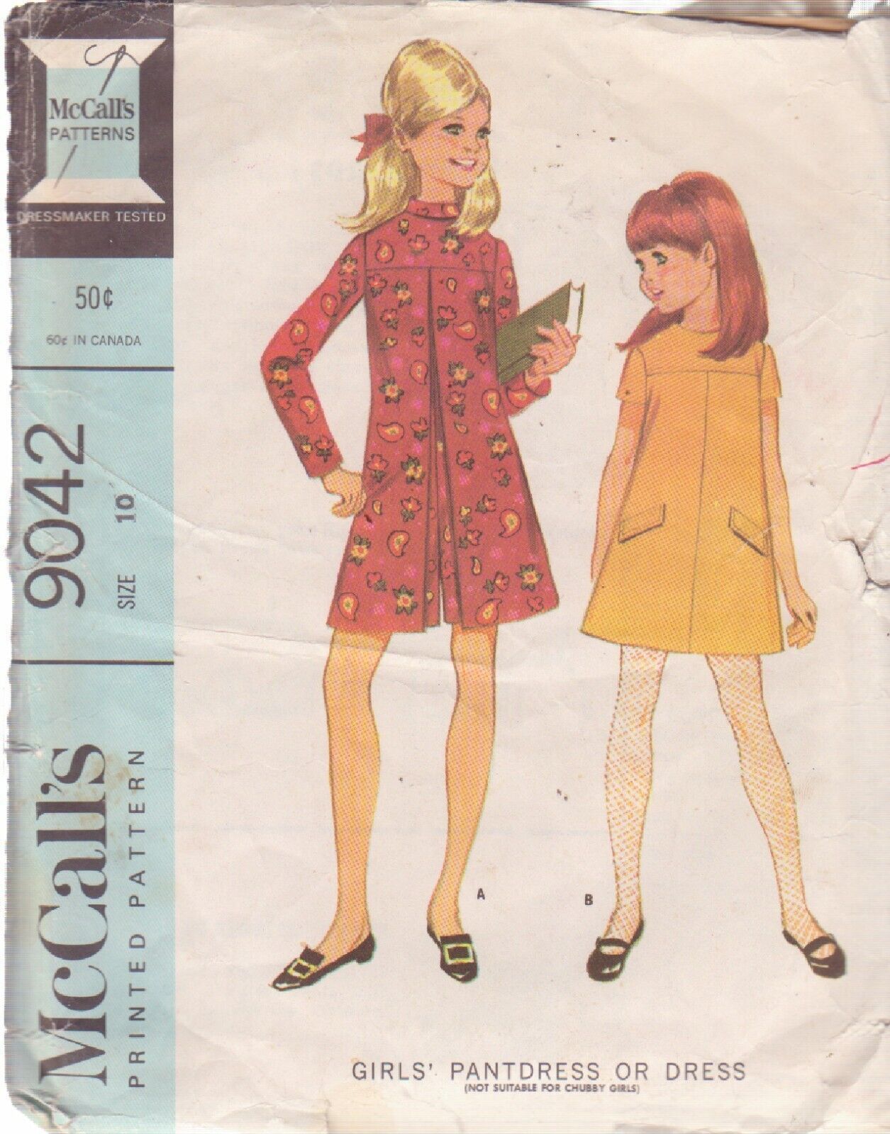 McCALL&#39;S PATTERN 9042 DATED 1967 SIZE 10 GIRLS&#39; PANTDRESS OR DRESS - $3.00