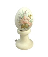 Vtg Hand Painted Flowers Ceramic Wildflowers Butterfly Trinket Egg Pedes... - £17.68 GBP