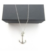 NEW- Thin Italian Silver 16&quot; Rolo chain Silver Anchor Pendant Necklace - $19.97