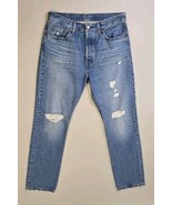 Levi&#39;s Womens 501 Jeans Size 29 (31x30) Med Wash Distressed Button Fly D... - $22.10