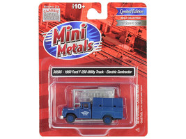1960 Ford F-250 Utility Truck Electric Contractor Dark Blue 1/87 HO Scale Model - £22.68 GBP