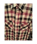 Sutton Men Clothing large red black flannel long sleeve button up shirt  - $6.00