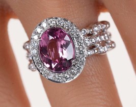 Sz6 Doris Panos 18k White gold Diamond and Pink Tourmaline ring - $2,395.80